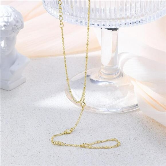 Gold silver plated hand chain bracelet ring cuff bangle dainty stackable jewelry - Picture 6 of 7